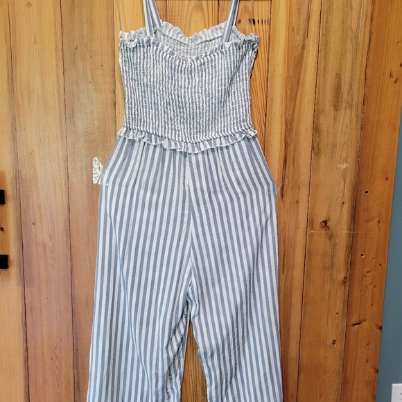 Speechless Blue and White Striped Jumpsuit with Spaghetti Straps - Picture 2 of 12